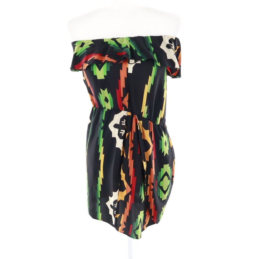 Amanda Uprichard Silk‎ Dress Womens M Black Southwestern Western Cowgirl Rodeo